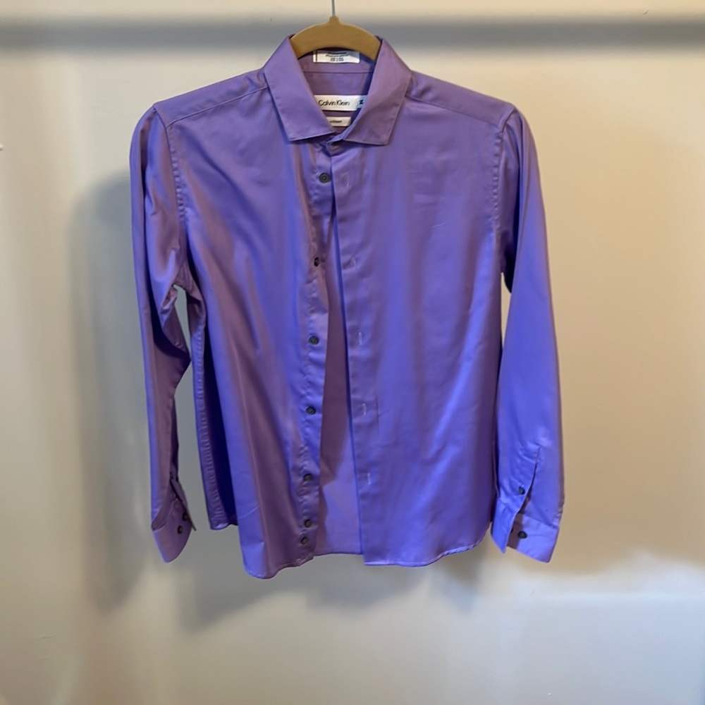 Purple Calvin Klein Size 14 Dress Shirt